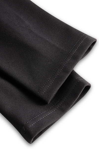 Refined Black Dress with Belt and Mandarin Collar