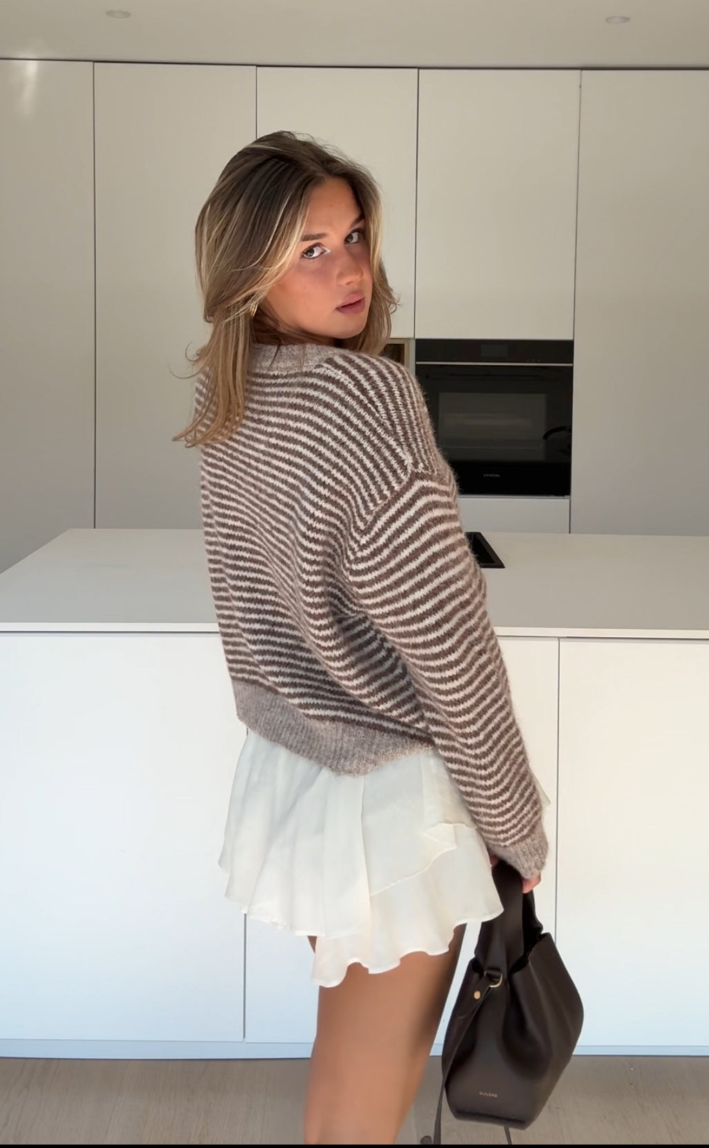 SOFT STRIPED CARDIGAN CINNAMON