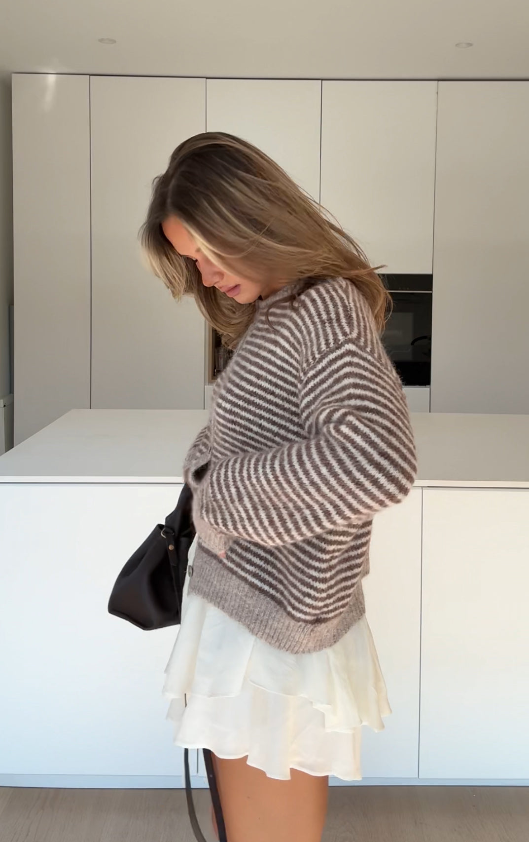 SOFT STRIPED CARDIGAN CINNAMON